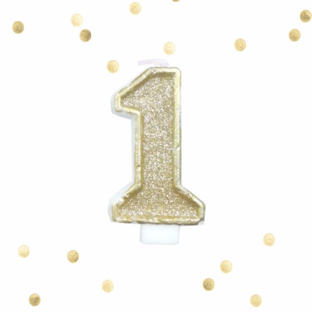 Buy Light Gold Glitter 1st Birthday Candle Number 1 Gold White One