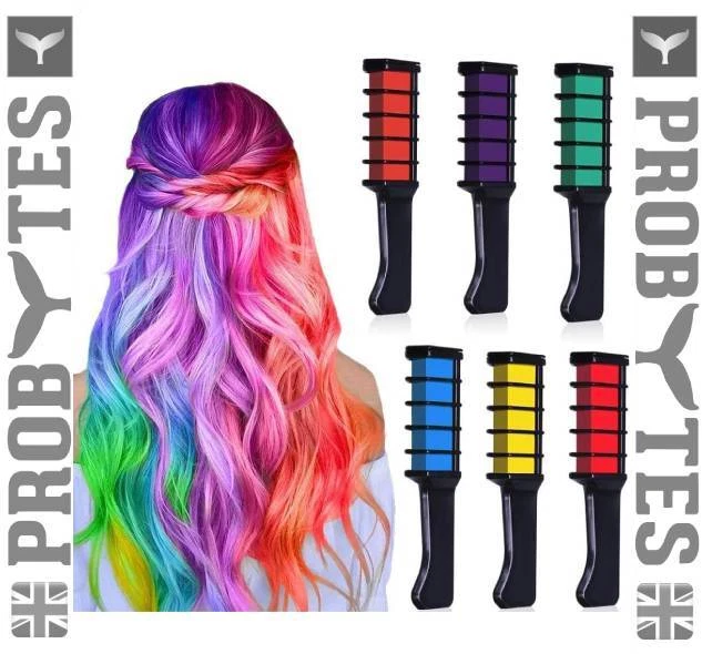 Hair Chalk Instant Temporary Colour Die Comb for Kids Girls Washable, Non-Toxic