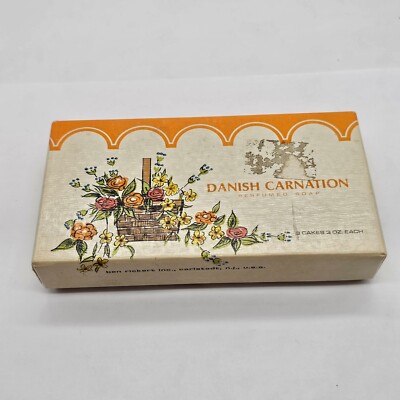 Vintage Danish Carnation Perfumed Soap Set of 3 Bars NOS Ben Rickert inc.