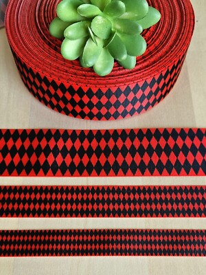 5/8, 7/8 & 1.5'' (1YD) Harlequin Grosgrain Ribbon Argyle Joker Diamond Print