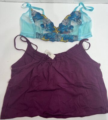 NWT! Lot Of 2 Adore Me Size XL Tops (1) Aqua Blue Lace (1) Cinch Maroon Tank Top