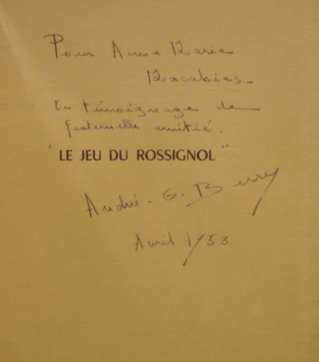 BERRY G. Andrée - LE JEU DU ROSSIGNOL - EDITION ORIGINALE - DEDICACE - 1953 - Photo 1/3