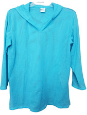 Jantzen Blue Perforated Hooded Swimsuit Cover-Up Size M/L