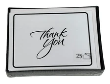 Image Arts Thank You Cards, 25 Black & White with Envelopes New in Box