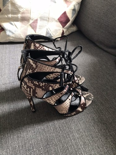 ZARA SNAKE PRINT LACE UP DETAIL HIGH 