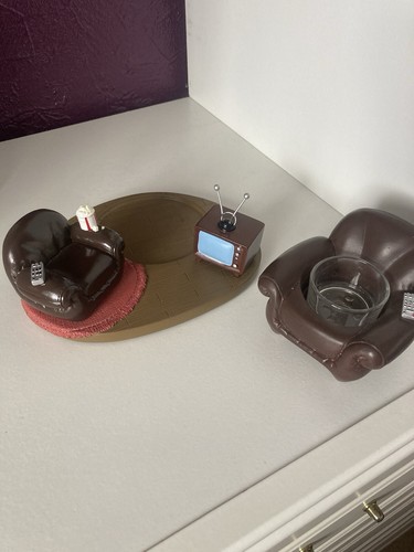 Yankee Candle Man Town TV Glas Ständer Sessel Teelichthalter Popcorn Fernbedienung