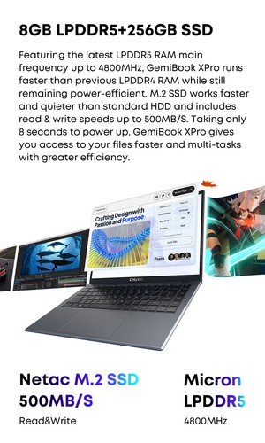 CHUWI 14.1in GemiBook XPro Laptop Intel N100 Quad-Core 3.4GHz 256G SSD Windows11 - Picture 8 of 16