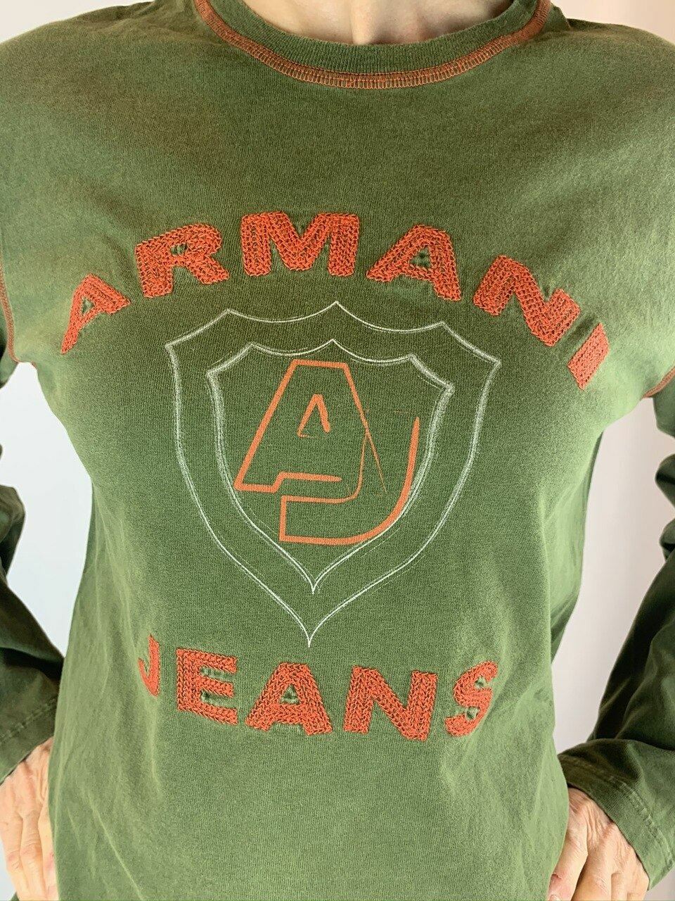 Armani Jeans Long Sleeve Graphic Thick T Shirt Gem