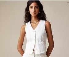 J Crew Patch Pocket Chino Vest 6 White NWT Blouse Top Womens CA499 J.Crew 90s