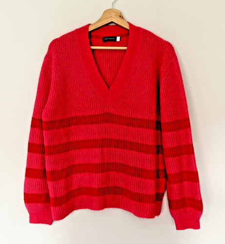 Mint Velvet Striped Jumper Medium Pink Red Wool Blend Bright Colourful Chunky - Picture 1 of 12