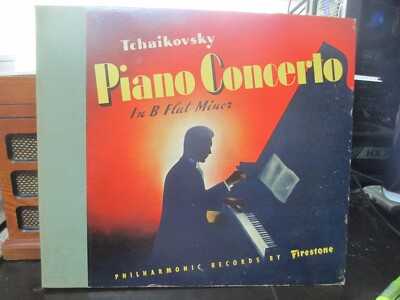 SET OF 4  78 RPM RECORDS,12 IN, TCHAIKOVSKY  PIANO CONCERTO NO 1  B FLAT MINOR 