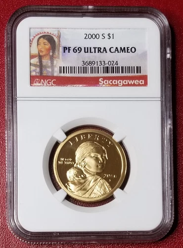 VIDEO  -  2000 S SACAGAWEA DOLLAR $1  NGC CERTIFIED PF69UC Portrait Label  #5324