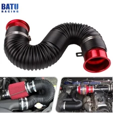 Universal Red Flexible Car Cold Air Intake Hose Filter Pipe Telescopic Tube Kit