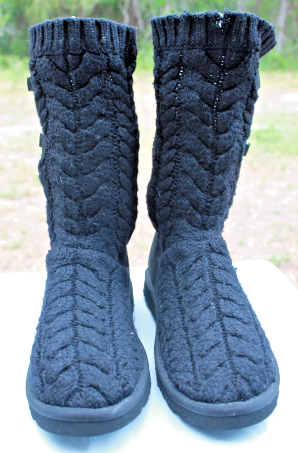 Stivali UGG taglia 9 Route Cable nero HTF EUC 3177 con nero