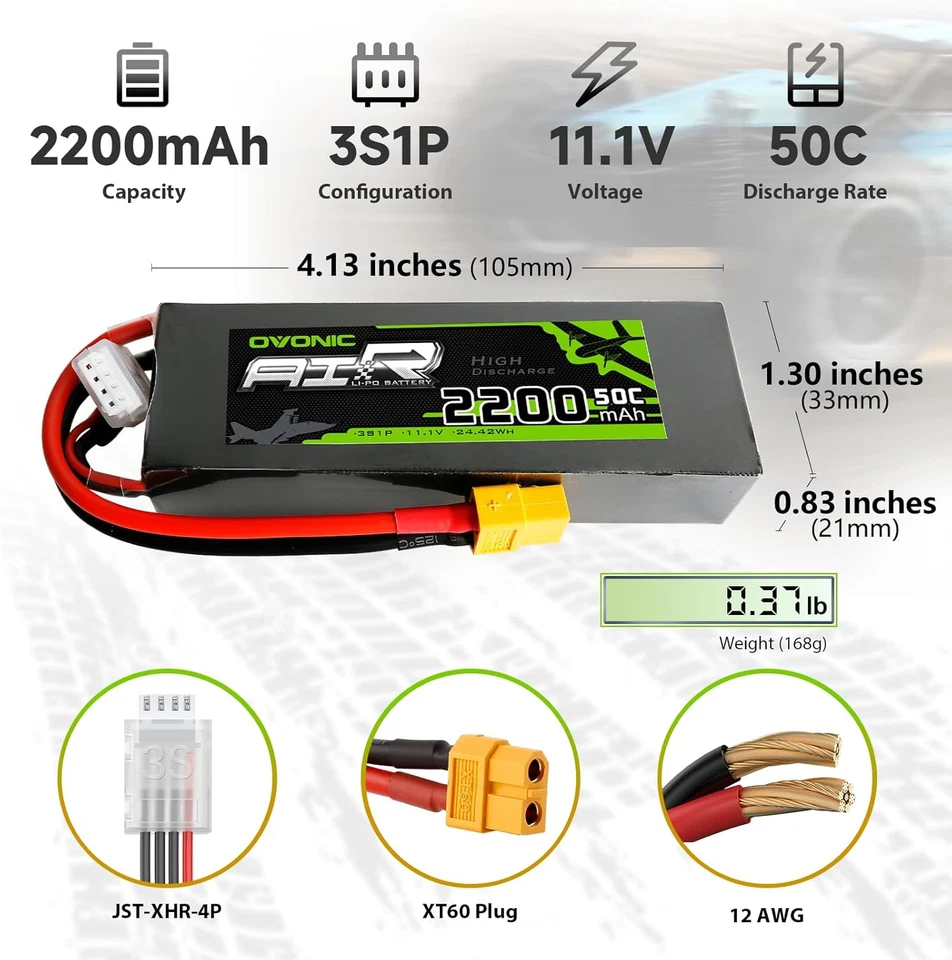 3S Lipo Battery 50C 2200Mah 11.1V Lipo Battery with XT60 Connector for RC Airpla - Image 2 of 4