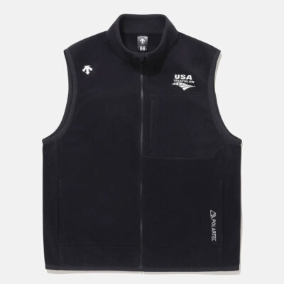 DESCENTE Mens USAT POLARTEC MICRO FLEECE VEST SQ123IVE11 BLACK M-3XL ASIAN FIT