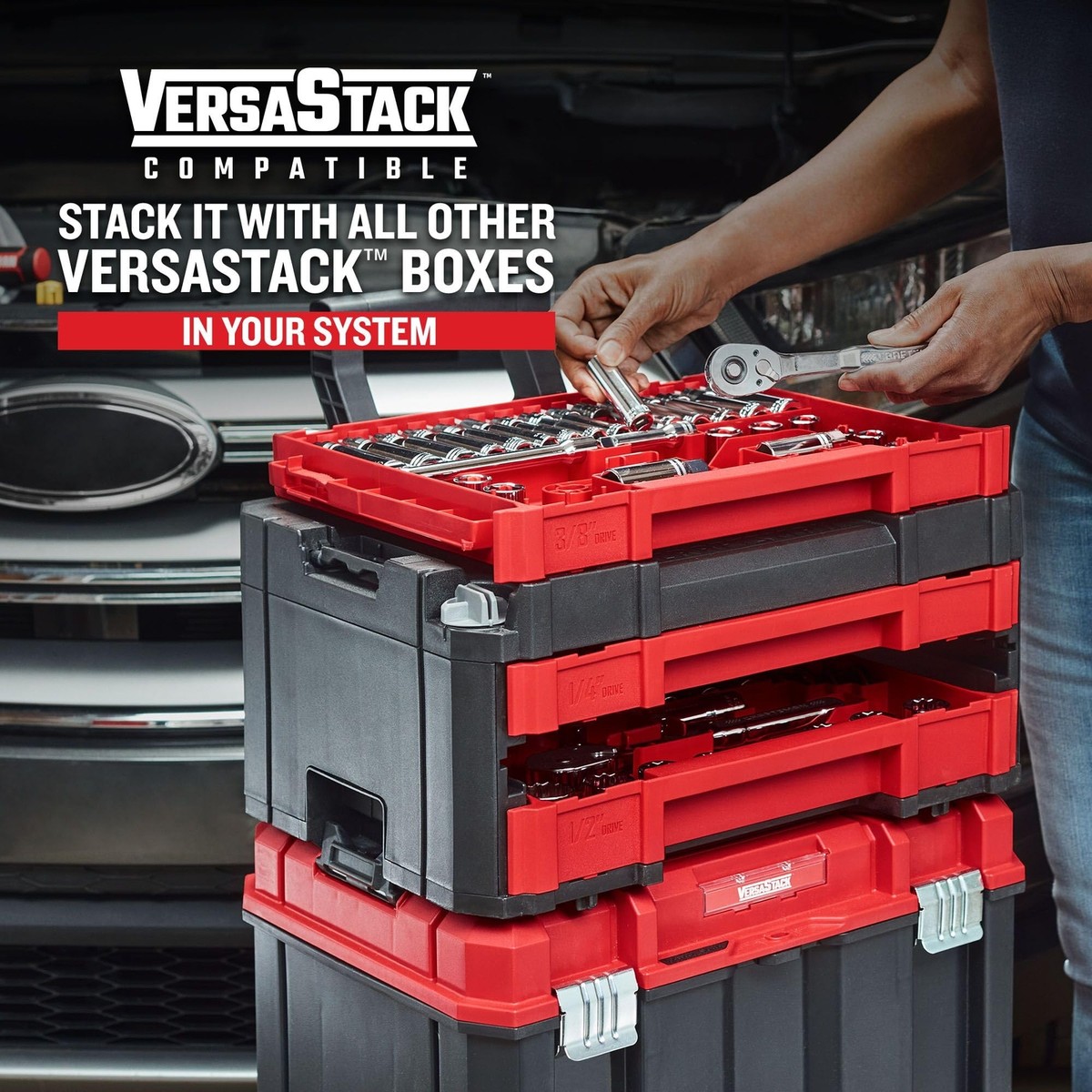  Man  World & PVS セット CRAFTSMAN VERSASTACK Mechanics Tool Set, 1/4 in, 3/8 in, and 1/2