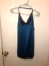 NWT Frederick's of Hollywood Yvette Womens SZ Small Satin  Lace Teal Nightie