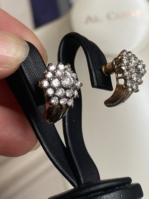 Elegante Ohrstecker Silber 925 Vergoldet, Mit Funkelnde Steinen CZ Meisterpunze