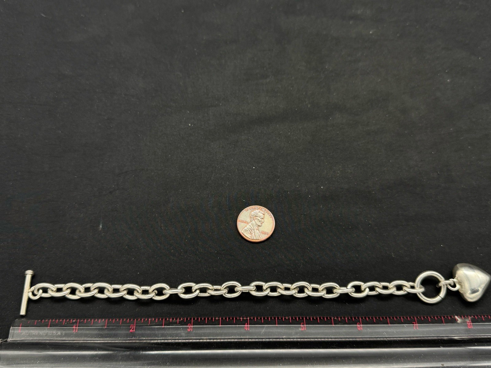 Sterling Silver Charm Link Bracelet with Heart Ch… - image 9