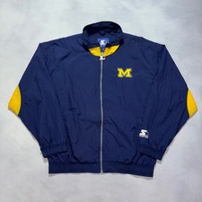 Vintage 90s Starter Michigan Wolverines Windbreaker Jacket Men's Large Navy Blue