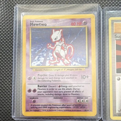 Pokémon TCG Mewtwo Base Set Holo & FREE Super Potion Trainer Card