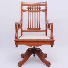 Antico Sedia Victorianisch Girevole da Scrivania Con Meccanismo di Ribaltamento