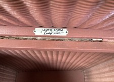 Lloyd Loom Lusty Pink Woven Wicker Laundry Basket Bin Hinged Lid Vintage