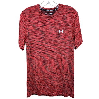 Mens Medium Under Armour Red HeatGear T-Shirt Active Short Sleeve 