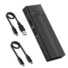 10Gbps M.2 NVME SATA Mobile External SSD Adapter Case USB 3.2 Gen2 Hub,Black