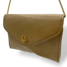 Christian Dior Shoulder Bag Chain Leather Brown Archive Excellent Condition Auth