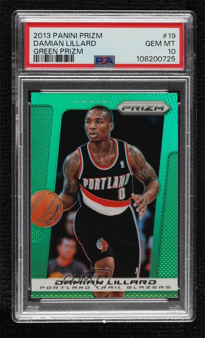2013-14 Panini Prizm Retail Green Prizm Damian Lillard #19 PSA 10 GEM MT he5