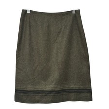 Vintage Brooks Brothers Olive Wool Sheath Skirt Classic Minimalist Preppy Size 8