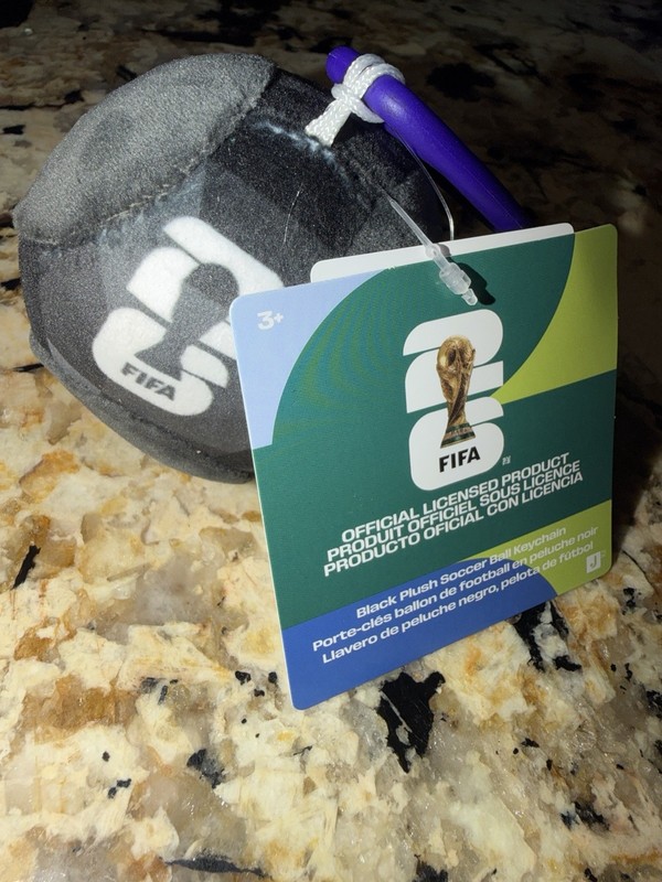 FIFA World Cup Officially Licensed Plush Mini Soccer Ball Keychain Black/Gray