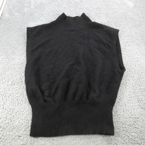 Reformation Sweater Vest Womens M Black 100% Cashmere Mock Neck Tight Knit