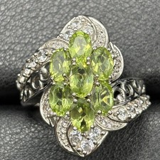 EUC Sterling Silver Genuine Peridot Topaz Ring Size 9.25 X8