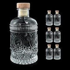 Clear Glass Bottles 6 oz - 200ml Pack of 6 Heavy Base Glass Bottles with T-...