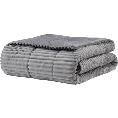 Madison Park Gray Parker Plush Down Alternative Corduroy Throw 60'' x 70''