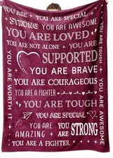 Healing Thoughts, Get Well Soon Gift, Burgundy Blanket Super Soft  Wa...