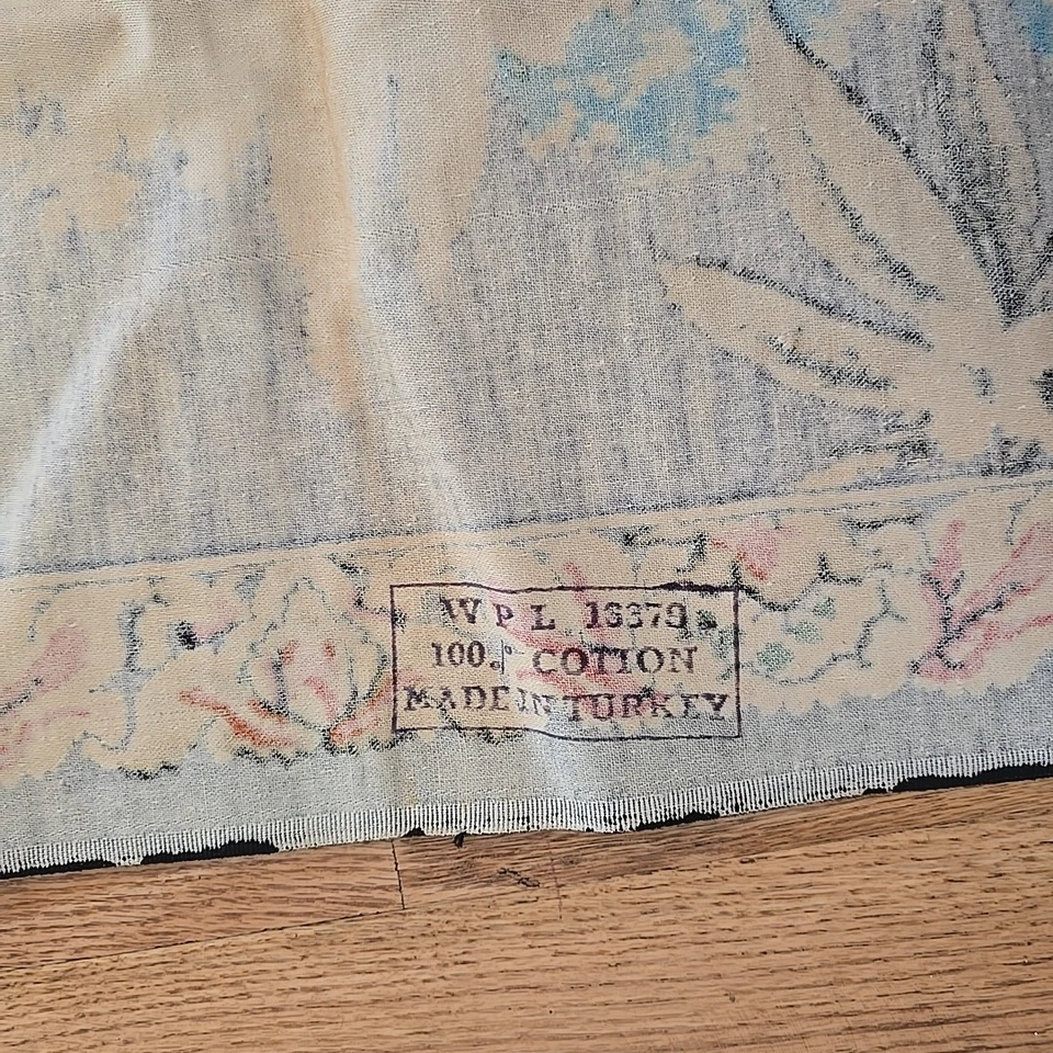 Vtg Wall Hanging Tapestry Double Peacocks Color Cotton Velvet Turkey 38 x 60 in - Image 3 of 4