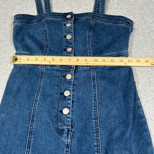 Forever 21 Denim Dress Womens Medium Y2K Midi Button Front Pencil Sleeveless - Picture 6 of 9