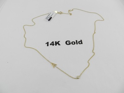 Zoe Lev 14K Gold Asymmetrical Initial and Bezel Necklace