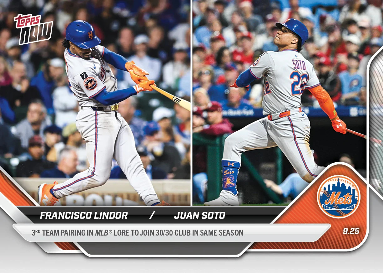 Francisco Lindor / Juan Soto 30/30 Club 2025 MLB Topps NOW Card 772 Presale