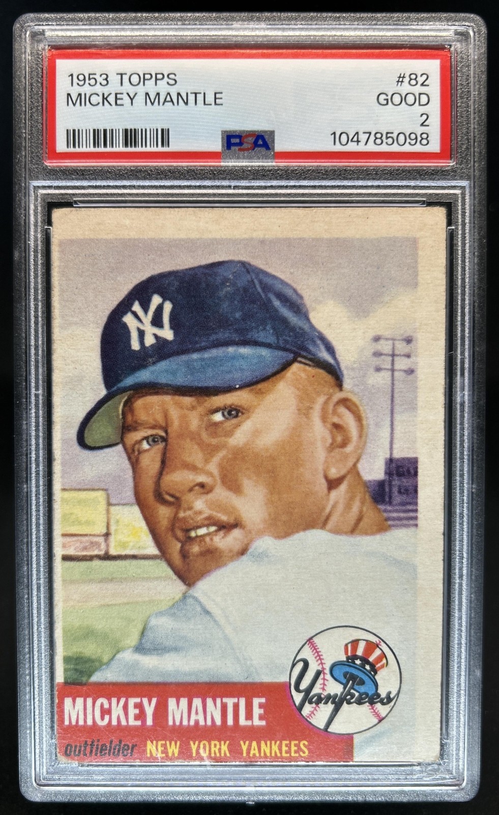 1953 Topps Mickey Mantle #82 New York Yankees PSA 2 view 1