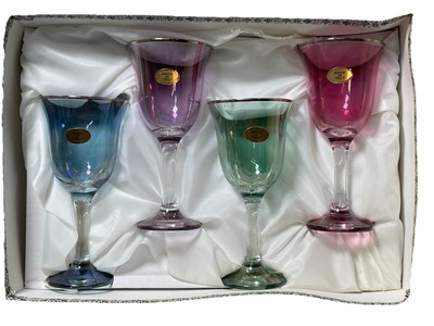 Italienische Kristall farbige Gläser Boxen Kunst Dekor Italienisch Vintage