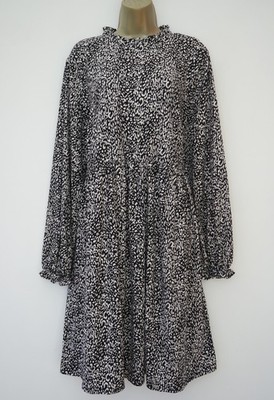 NEW LOOK UMSTANDSKLEID SCHWARZ ELFENBEIN GRAU ANIMALPRINT WEICHES JERSEYKLEID GRÖSSE 20
