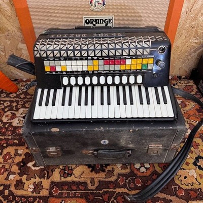 Vintage 1980er Hohner Vox 4P Atlantic IVN Musette Akkordeon Klavier mit Original Koffer