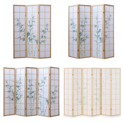 Raumteiler Trennwand Paravent Holz Massiv Sichtschutz Shoji Bambus Homestyle4u