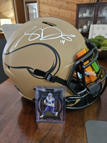 Sam Darnold Saulte To Service Autographed Vikings  Replica Helmet with Visor