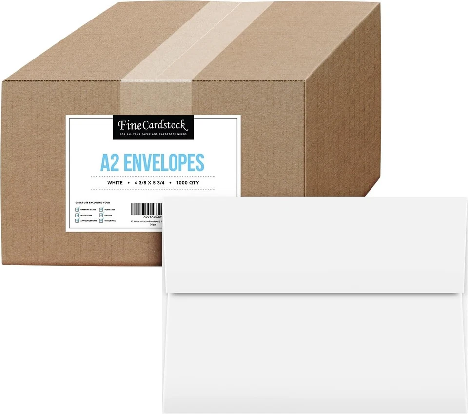Sobres blancos con cierre de goma A2 - ideales para uso comercial y personal, 1000 piezas Foto 3 de 4